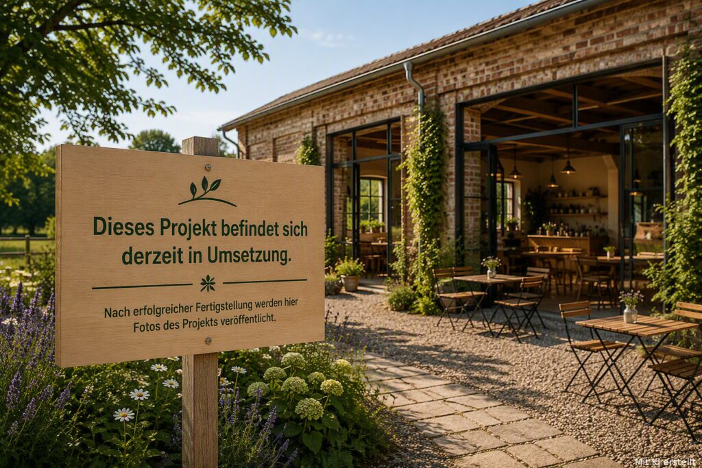 Ein leerstehender Schweinestall soll zu einem Sommercafé, Teegarten und Hofladen mit Seminarraum umgebaut werden.